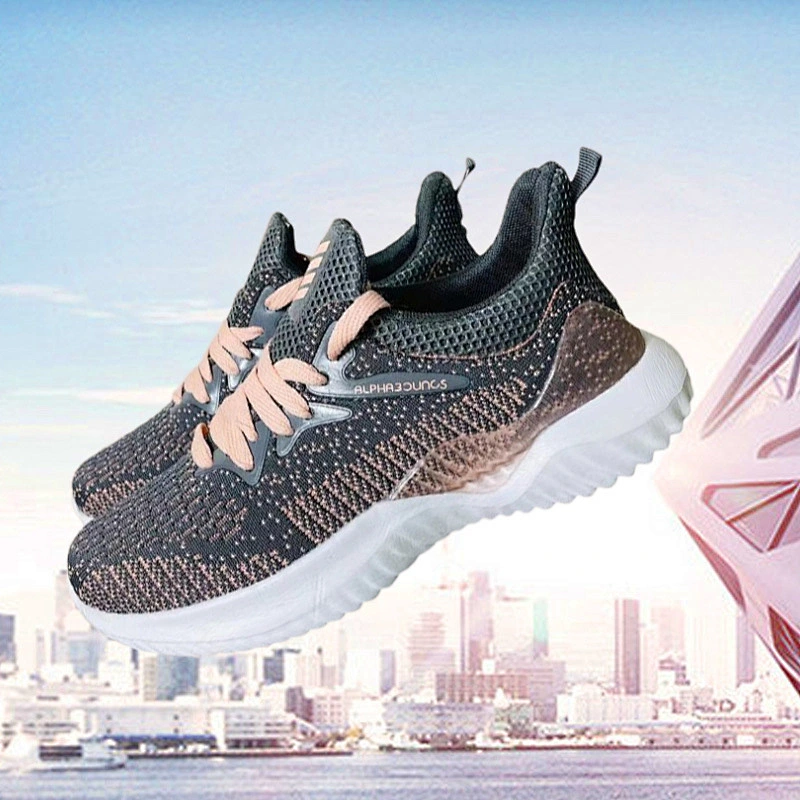 New Style Custom Women Fly Weave Sneakers Breathable Sports Running Casual Shoes