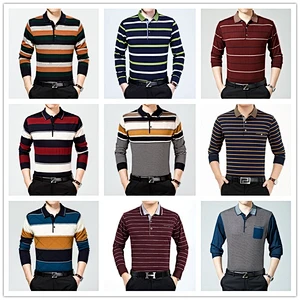 mix design mix color men long sleeve polo shirt stock for wholesale