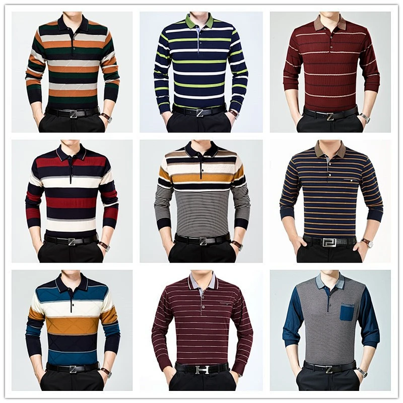 mix design mix color men long sleeve polo shirt stock for wholesale