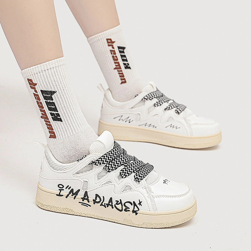 New letter design women retro sneaker shoes all-match training couple casual flat board shoes