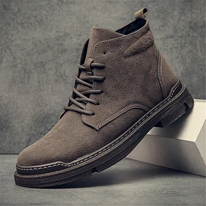 Hot Sale Stylish Casual Men High-Top Leather Shoes Retro Martin Boots