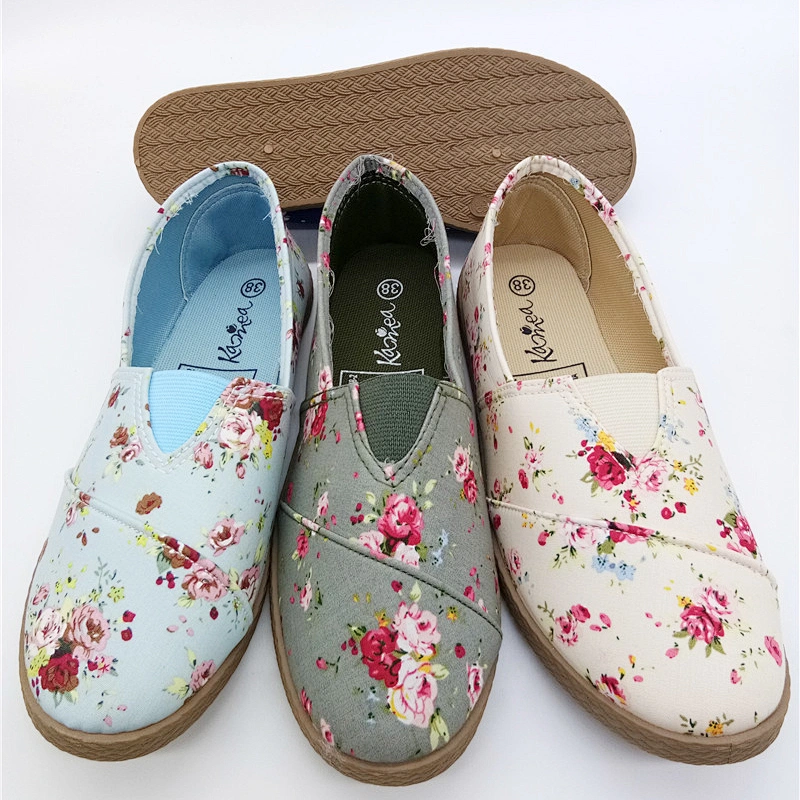 women  Cheap Price Injection Flat Canvas Shoes