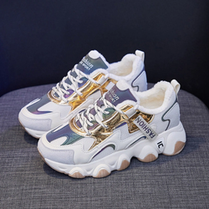 Women Chunky Sneakers Warm Fur Lining Casual Sport Shoes