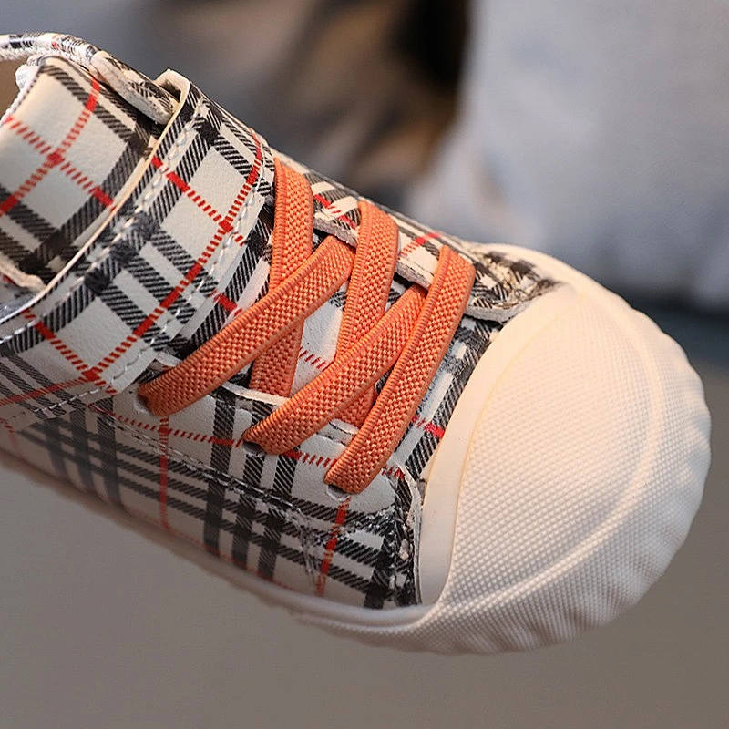 Comfortable High top Baby canvas shoes Casual Sneakers with plaid