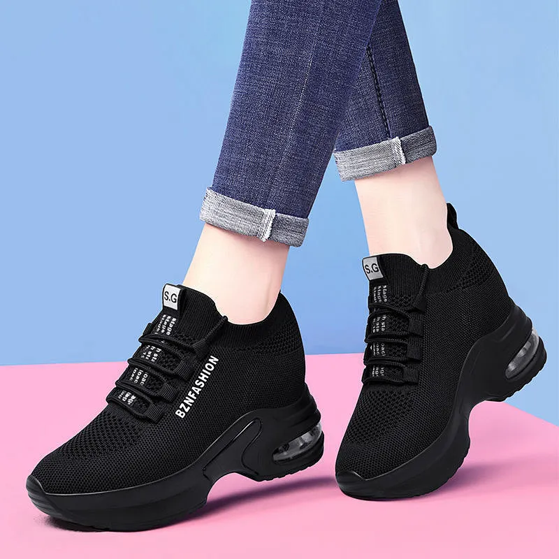 New Height Increasing thick sole women running casual shoes breathable non-slip sneaker dad shoes