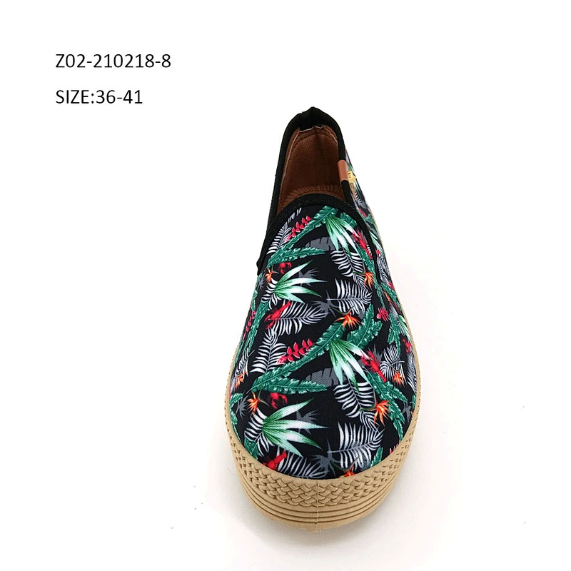 Wholesale Factory Footwear Floral Printing Designer Summer Indoor Outdoor Casual Slip On Shoes For Female