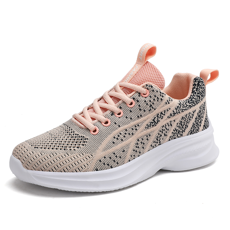 New style lightweight ladies fashion fly knitted casual sneakers shoes women walking style sports shoes