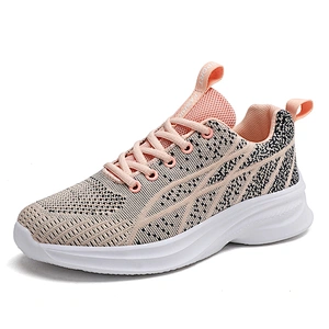 New style lightweight ladies fashion fly knitted casual sneakers shoes women walking style sports shoes