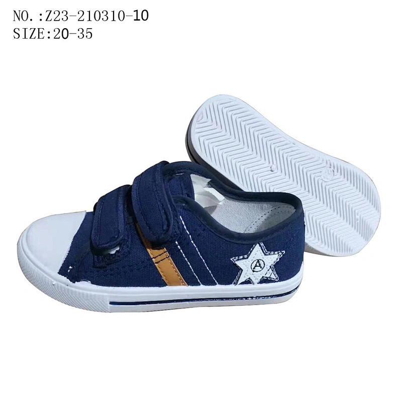 Factory OEM cheap Customize Hot Selling Injection Children Custom School Students Casual Canvas Shoes with Magic Tape