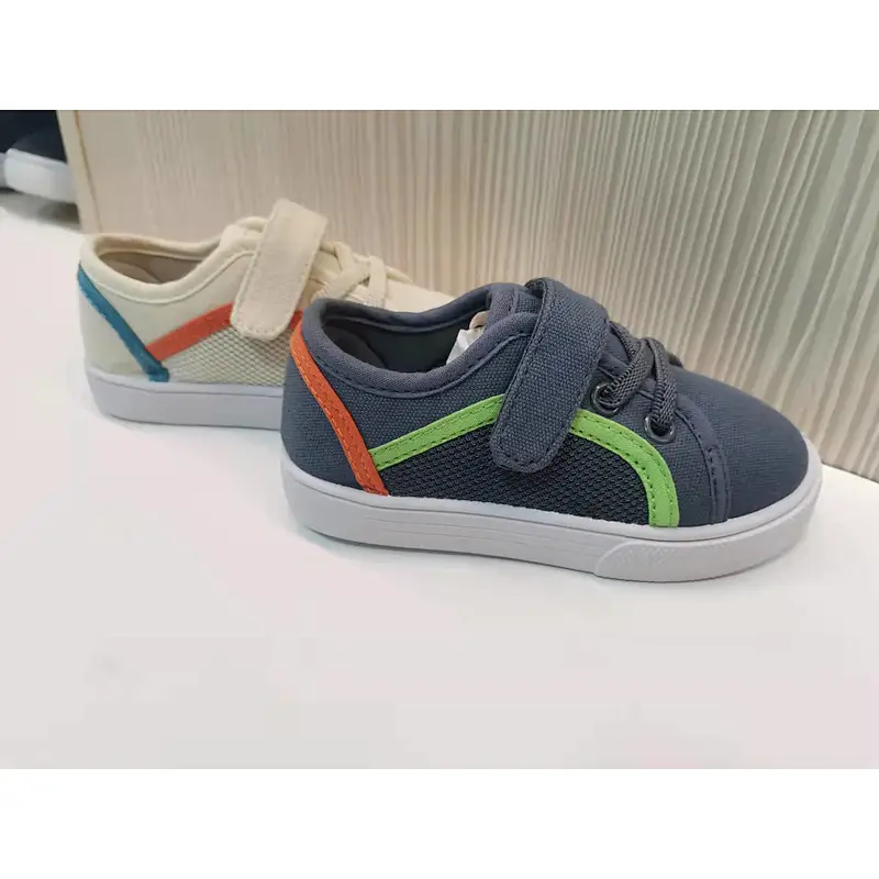 New Custom Made Kids Casual sports Shoes Children Injection Canvas Shoes with Magic Tape