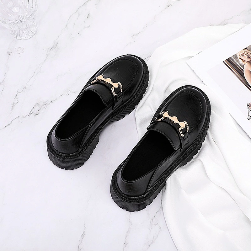 New Custom platform women shoes British style women retro leather casual loafers shoes