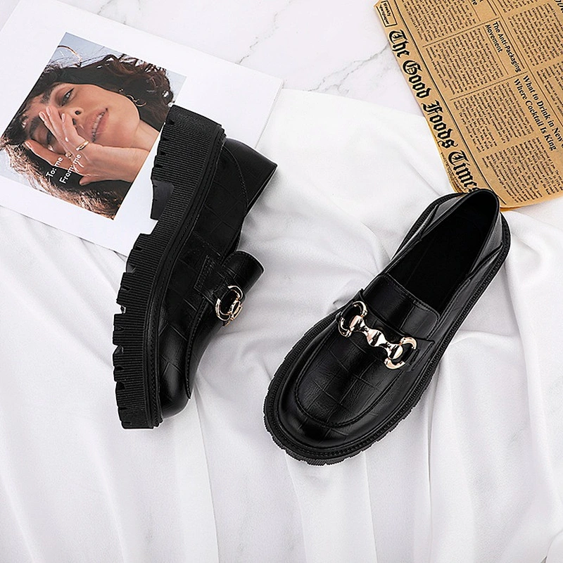 New Custom platform women shoes British style women retro leather casual loafers shoes