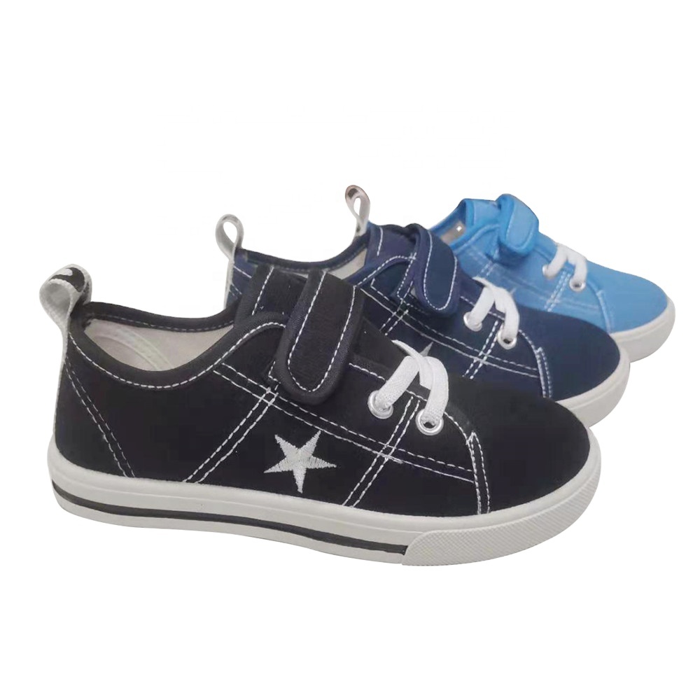 Star Print Design School Students Shoes Children Casual Canvas Shoes with Magic Tape