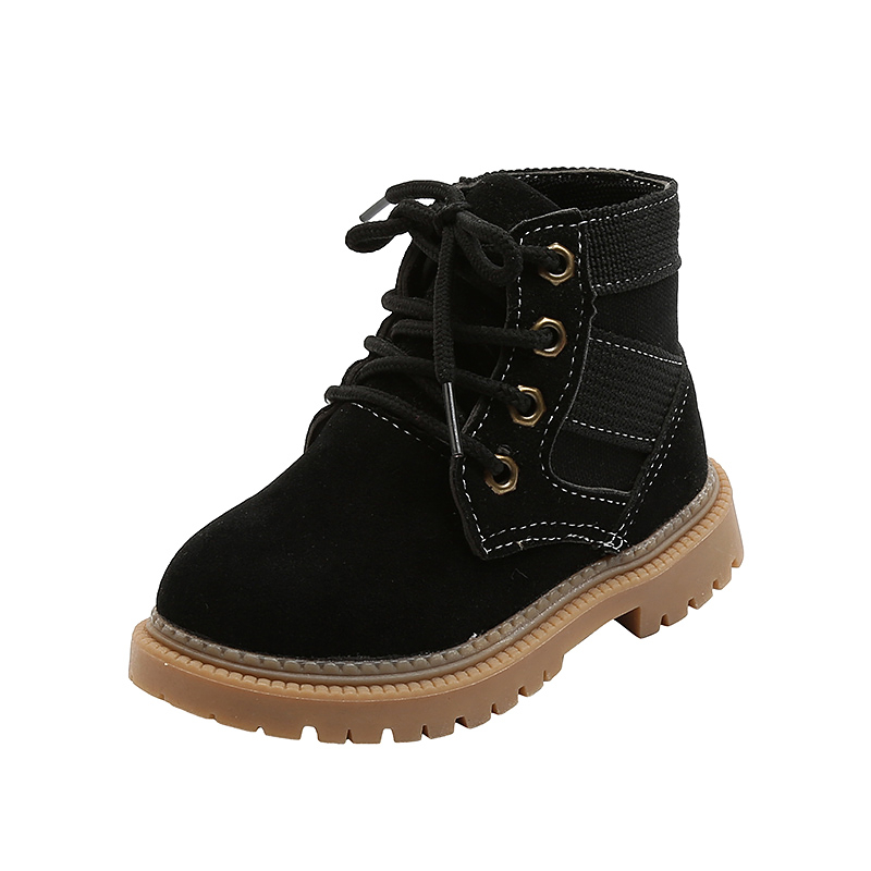 Fashion lace up Casual Children Martin Boots kids leather shoes with Zipper