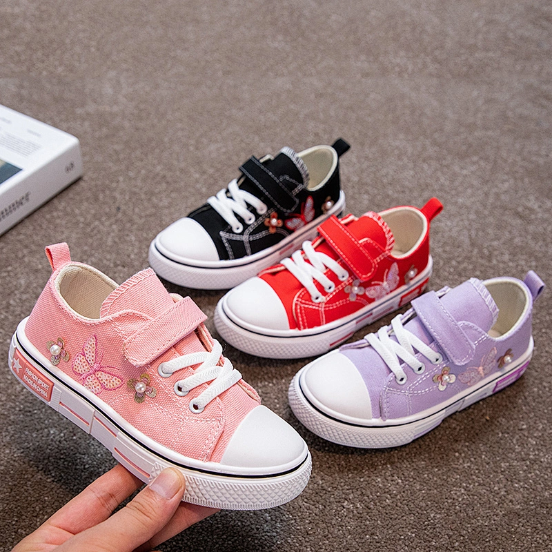 Lightweight Soft Sole Classic children Walking Casual Canvas Shoes whit butterfly