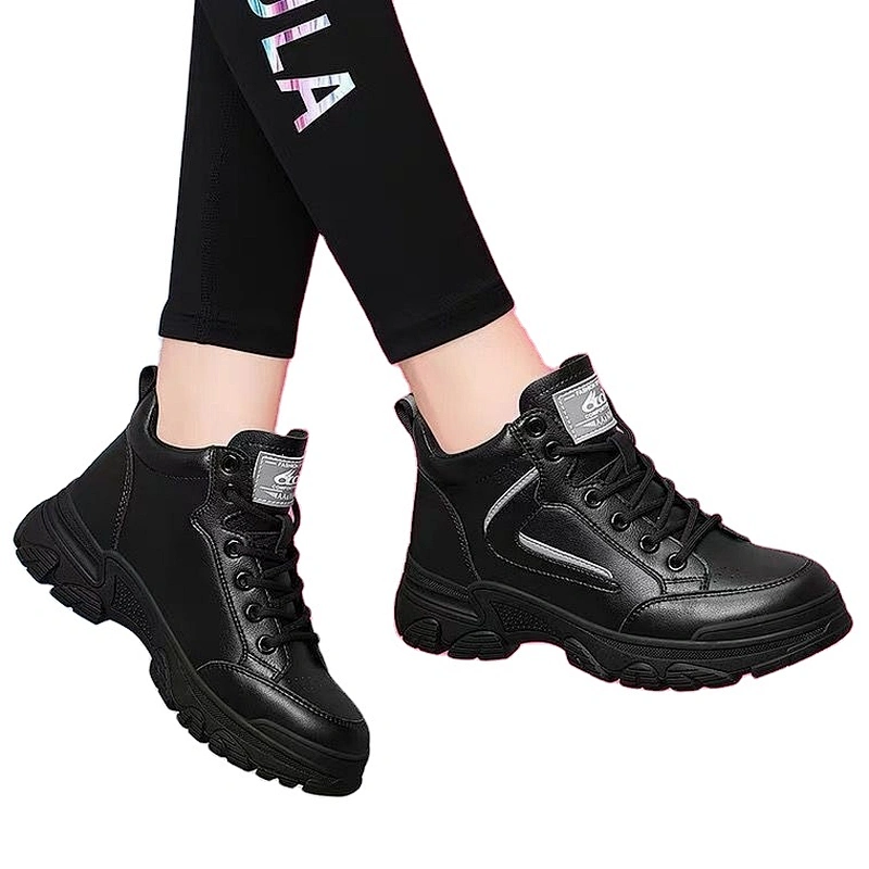 New High top thick soles women's sneakers velvet leather travel shoes sports casual shoes