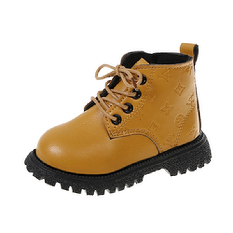 Fashion lace up Casual Children Martin Boots kids leather shoes with Zipper