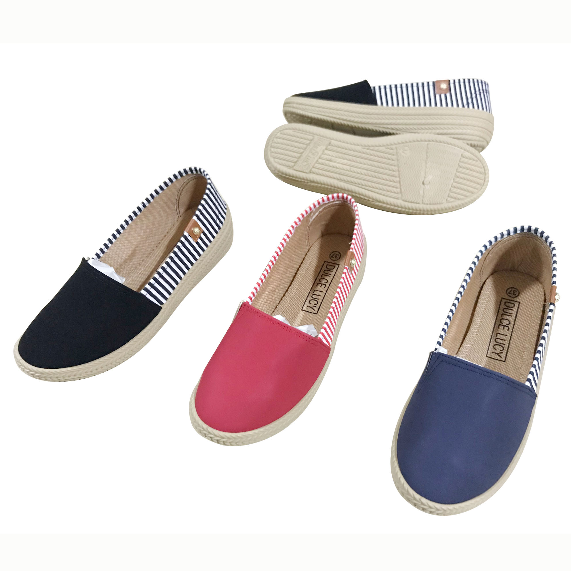 Injection Women Canvas Flat Casual Walking Shoes with Thick Sole