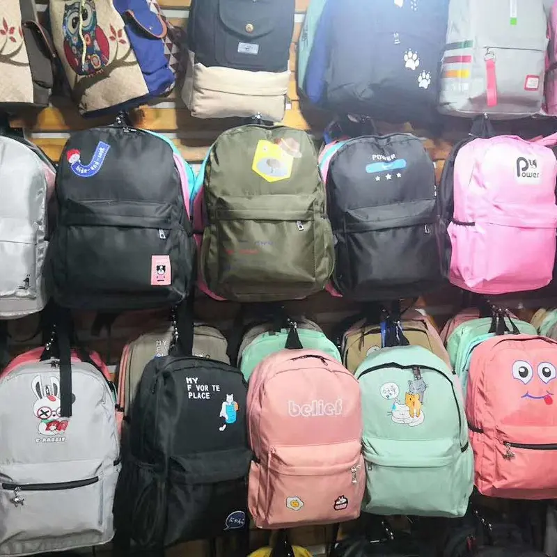 Mix style outdoor casual students schoolbags canvas backpacks stock
