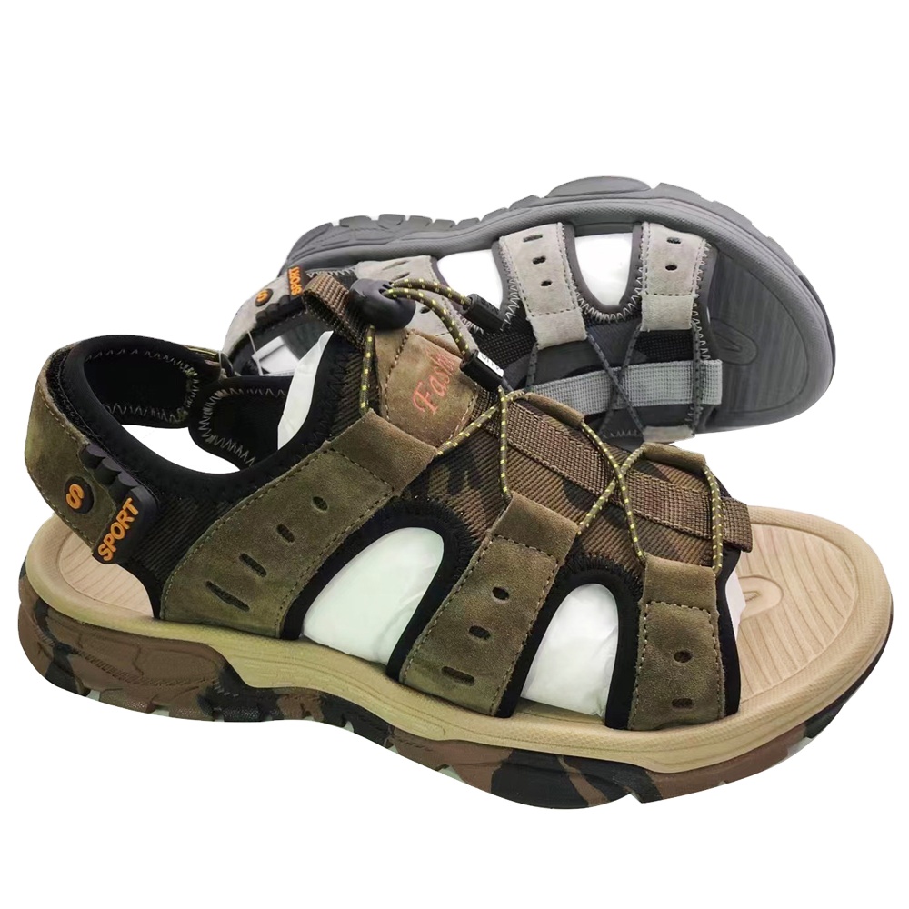Hot sale custom summer Men casual shoes slide slippers beach leather Sandal
