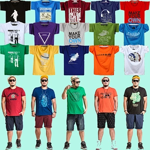 Mix color mix style big size  men cloths short-sleeved T-shirt stock  for wholesale