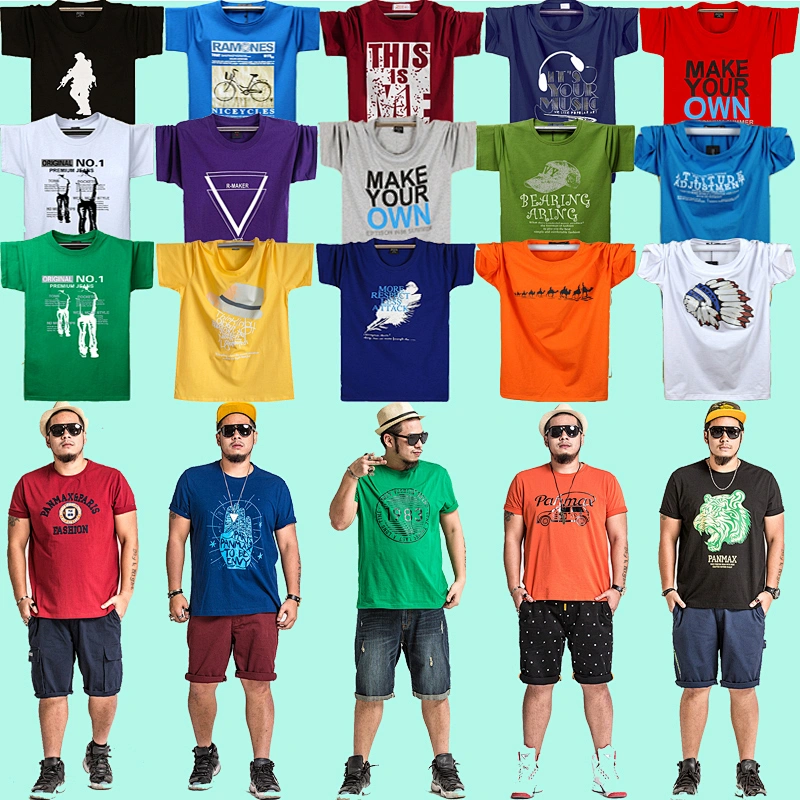 Mix color mix style big size  men cloths short-sleeved T-shirt stock  for wholesale