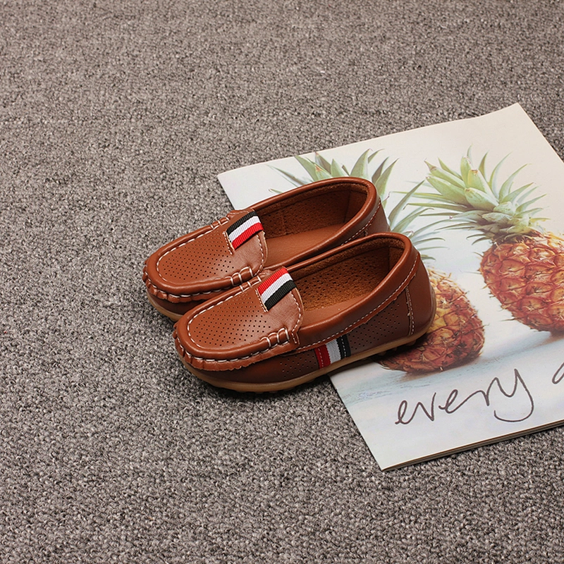 New Breathable casual children slip on leather shoes kids loafers shoes