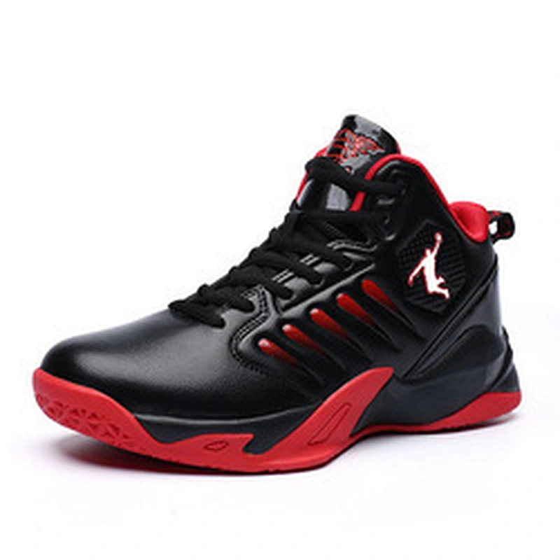 China Footwear Manufacturer Rubber Sole High-top Shoes leather Sneakers OEM Basketball Shoes Men