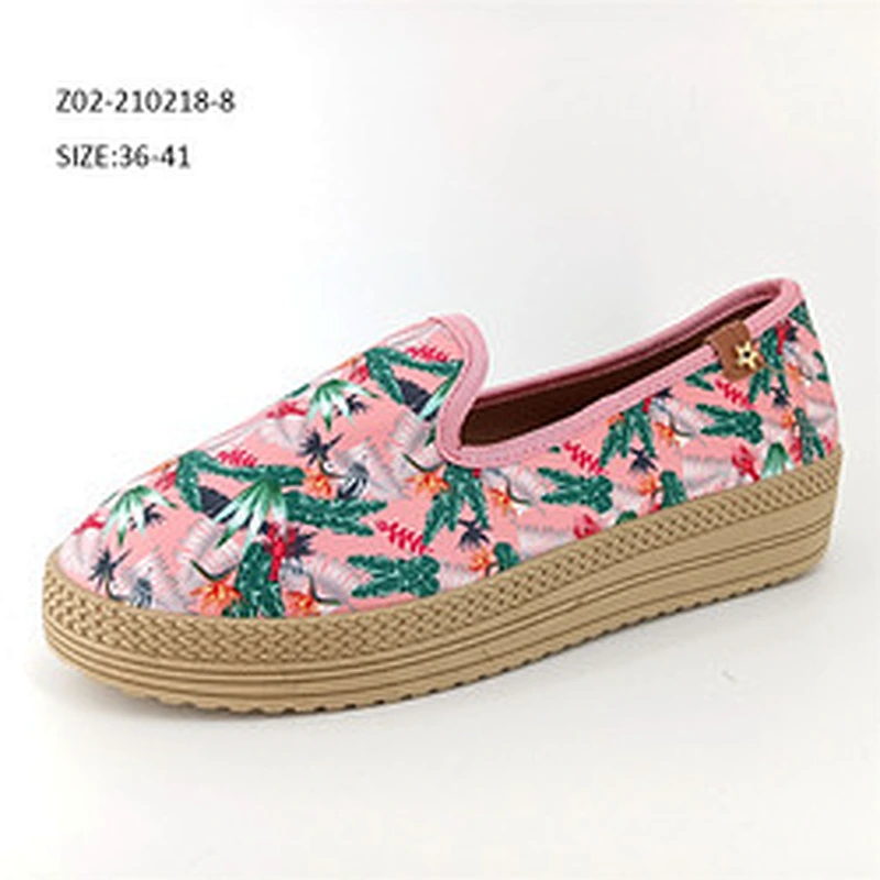 Wholesale Factory Footwear Floral Printing Designer Summer Indoor Outdoor Casual Slip On Shoes For Female