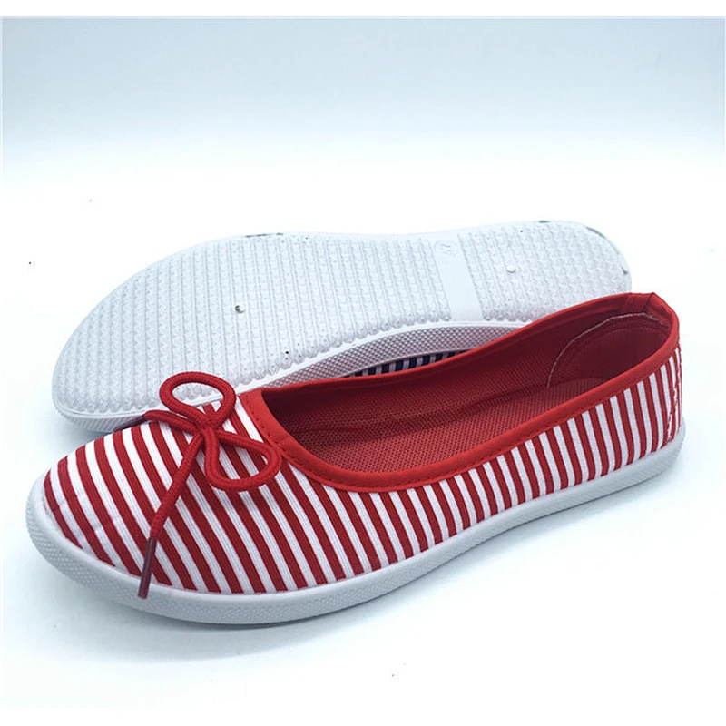 Customize Casual women injection flat canvas shoes slip on