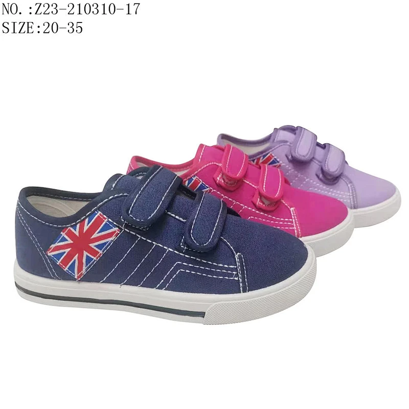 Union Jack Design Kids Casual School Shoes Children Students Canvas Shoes with Magic Tape