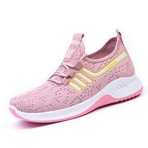 Hot sale pink black fashion stylish Casual knit mesh cushion sport shoes for women