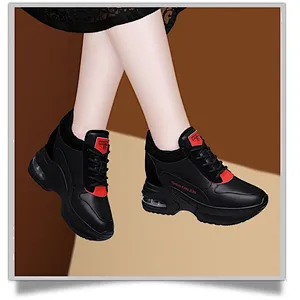New winter increased women non-slip PU leather shoes soft sole warm sports casual dad shoes