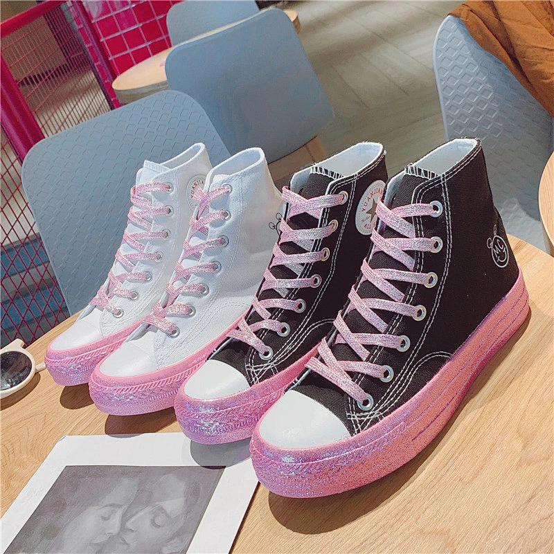 Factory customize Classical Style Wholesale Sneaker Shoes Women High-Top Canvas Casual Shoes with low price