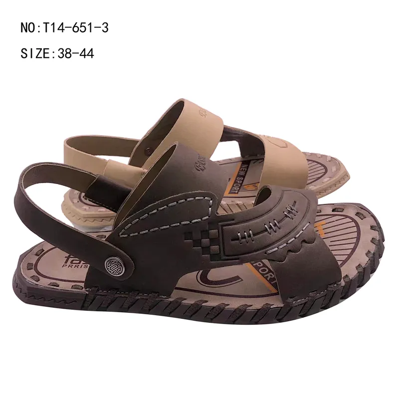 New Arrival custom men's shoes casual leather slippers outdoor male beach sandals