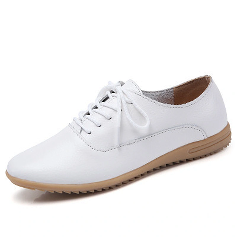 New design lace up shoes women casual shoes  cow leather shoes with TPR outsole