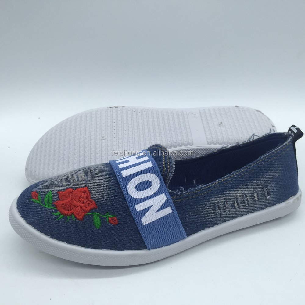 1/6 New design ladies slip on casual shoe women canvas shoes