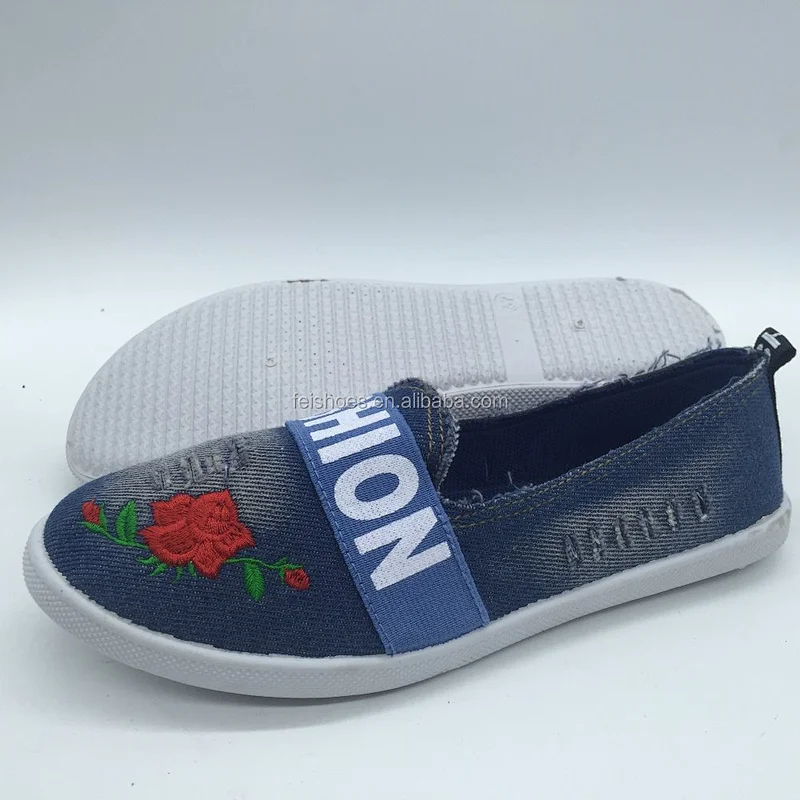1/6 New design ladies slip on casual shoe women canvas shoes