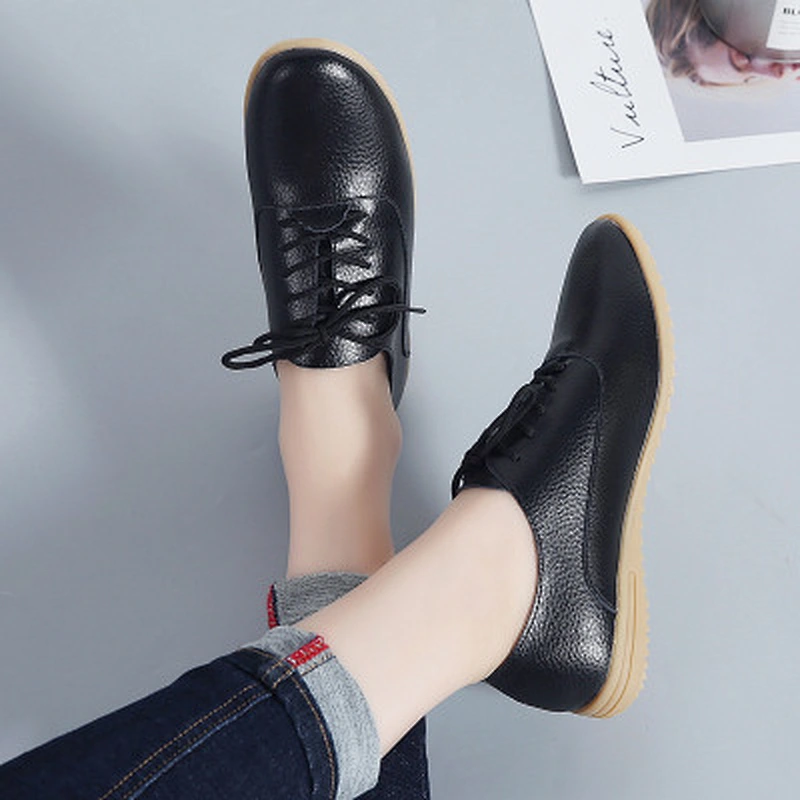 New design lace up shoes women casual shoes  cow leather shoes with TPR outsole