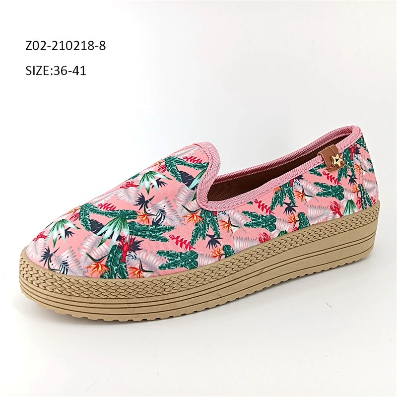 Wholesale Factory Footwear Floral Printing Designer Summer Indoor Outdoor Casual Slip On Shoes For Female