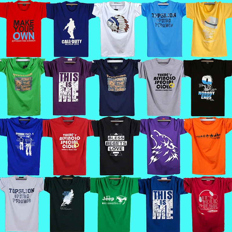 Mix style mix color large men short sleeved T-shirt cloths stock with plus size