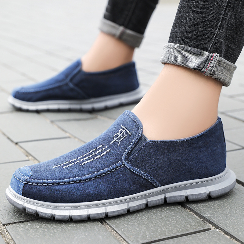 Men Outdoor Sneakers Casual Canvas Slip on Boat Shoes Flat Loafer