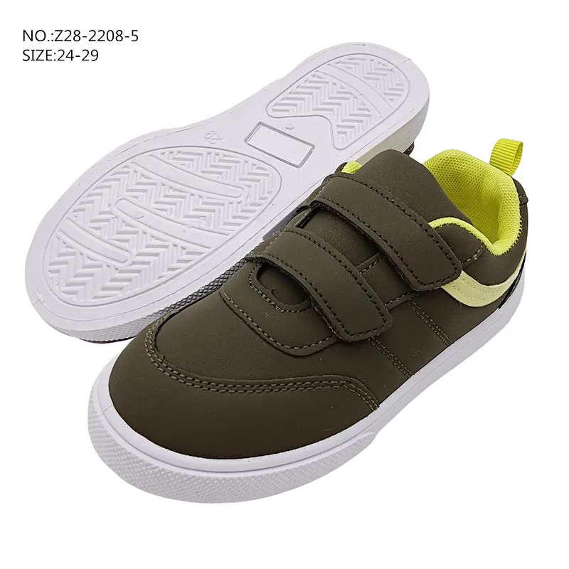 New Design Custom flat Shoes Children Injection Sport School Casual board Shoes with Magic Tape