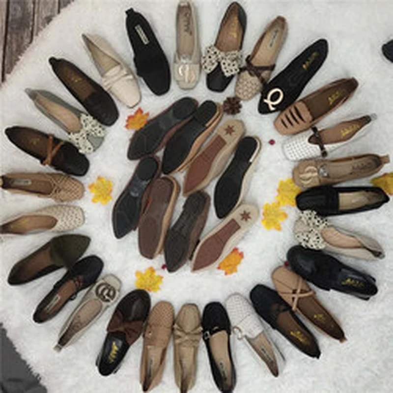 Mix style cheap women stock shoes slip on loafers shoes ladies dress flat shoes stock