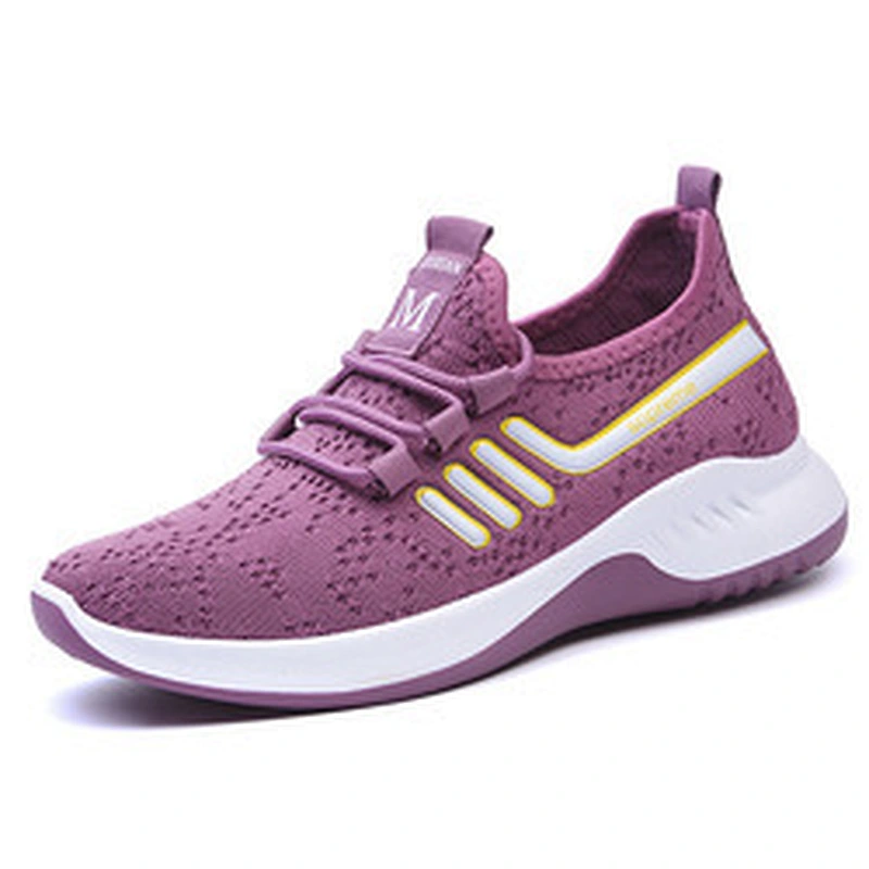 Hot sale pink black fashion stylish Casual knit mesh cushion sport shoes for women