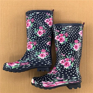 Mix style waterproof non-slip women stock boots outdoor rubber shoes long rain boots stock