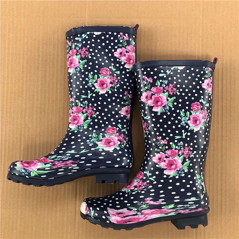 Mix style waterproof non-slip women stock boots outdoor rubber shoes long rain boots stock