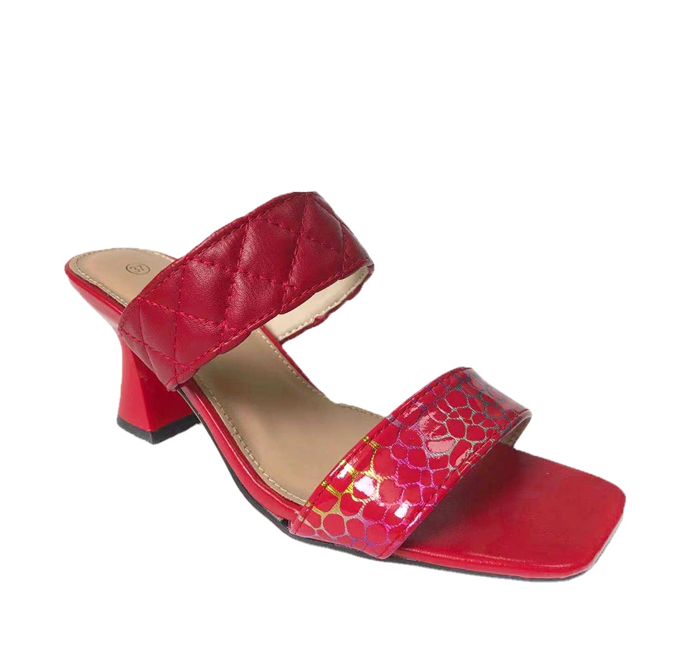 Factory OEM High quality ladies wedges outdoor slides slippers chunky heels sandals for summer