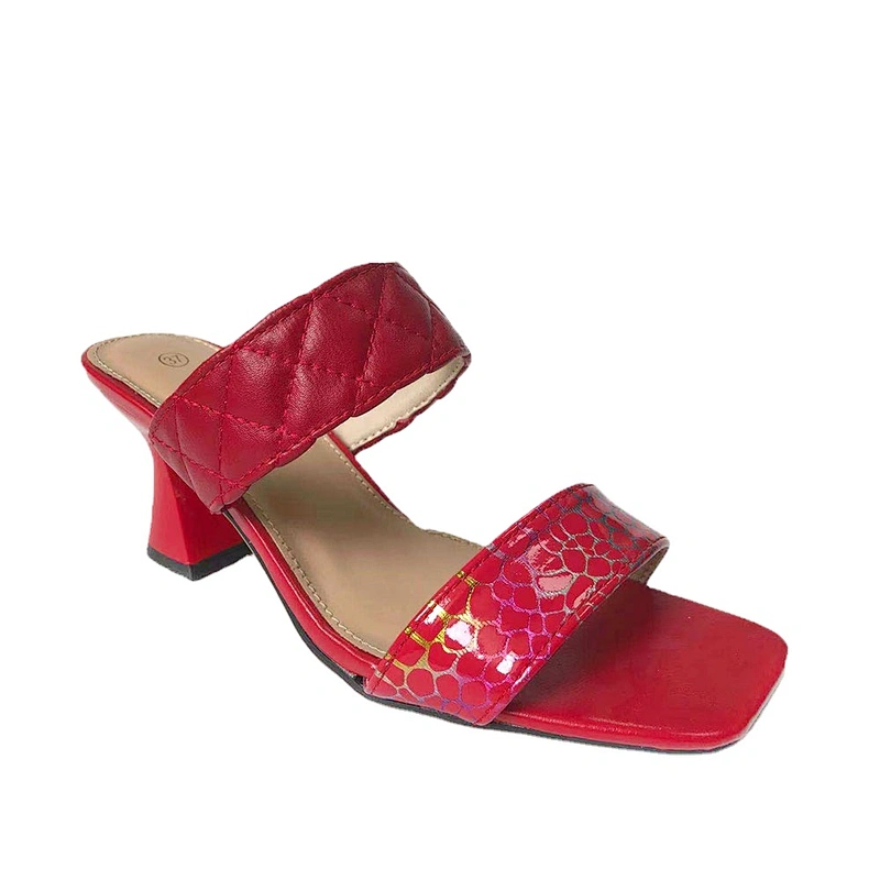 Factory OEM High quality ladies wedges outdoor slides slippers chunky heels sandals for summer
