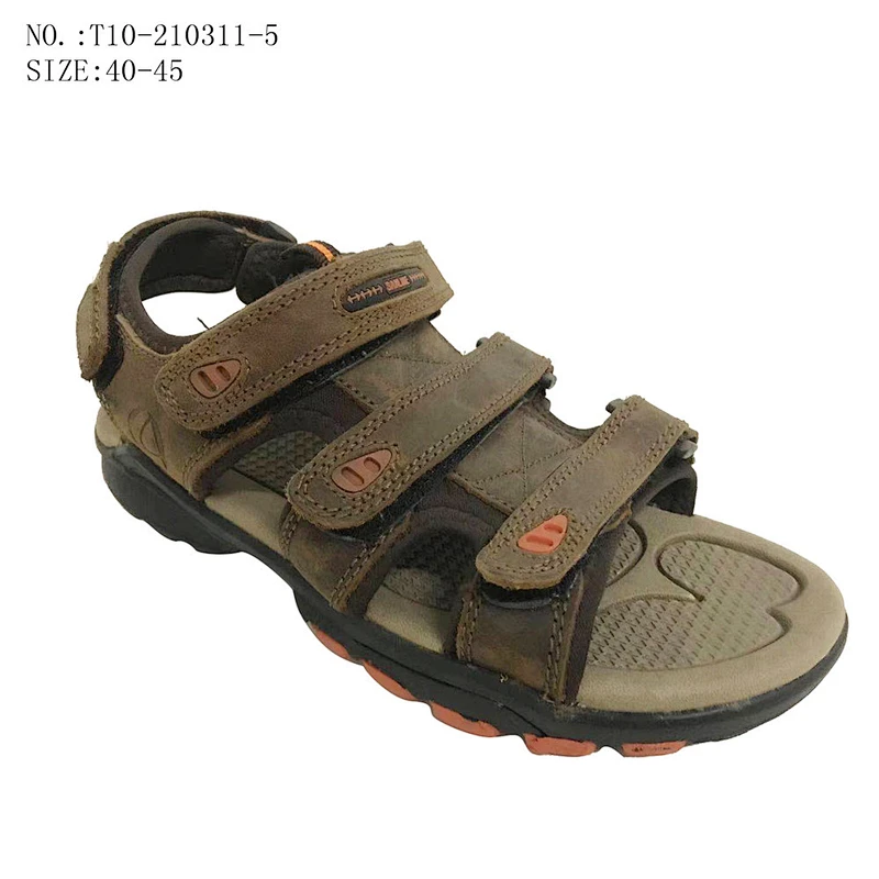 Durable Custom Anti-Slip Man Outdoor Beach Slippers Leather Sandals